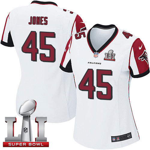 Nike Falcons #45 Deion Jones White Super Bowl LI 51 Women's Stitched NFL Elite Jersey